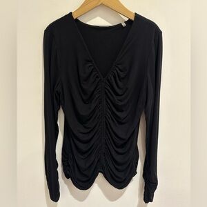 Elie Tahari Black Ruched Blouse Top